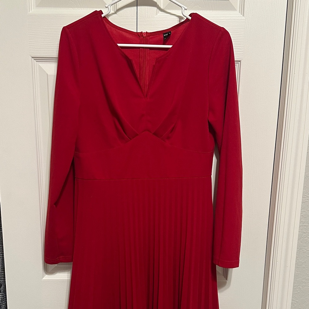 SHEIN Vibrant Red Long Sleeve Dress